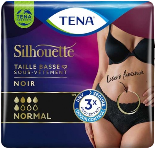 TENA Silhouette Taille Basse Noir – Niveau Normal TENA Silhouette Taille Basse Noir – Niveau Normal