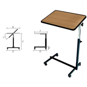 table de lit médicalisée réglable en hauteur avec plateau inclinable
